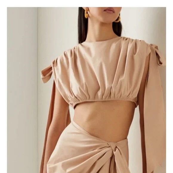 Andrea Iyamah NEW Women's Halima Cropped Top in Nude Size XXL - Picture 2 of 6